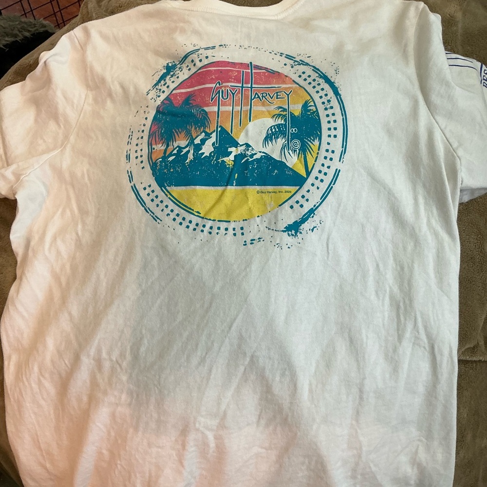 Guy Harvey White Tee with Blue Logo XXL Saint Augustine Beach resort